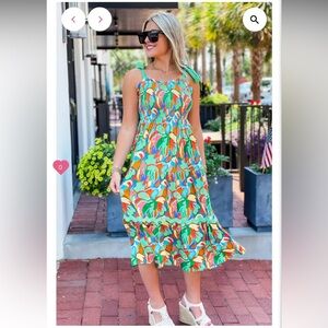 NWT Umgee colorful smocked top midi dress